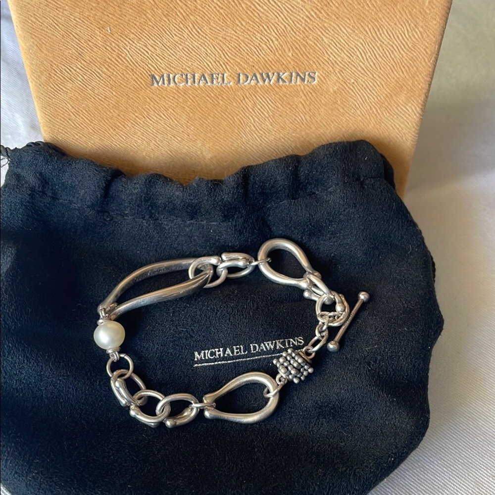 Michael Dawkins Silver Chain Bracelet with Freshwater Pearl